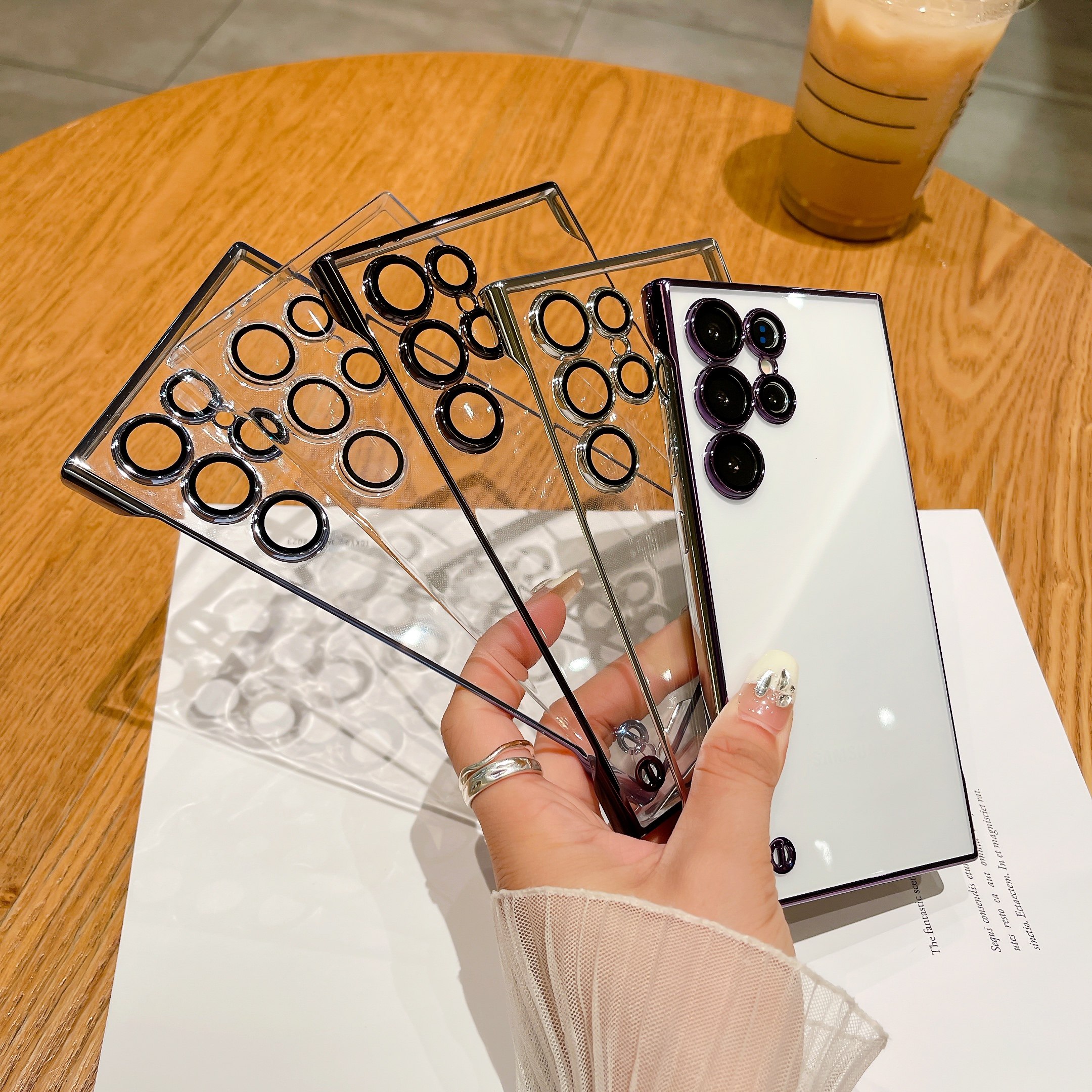 电镀无边框适用三星S26ultra手机壳新款超薄半包PC硬壳S25+自带镜头膜S24保护套情侣简约透明S23/22ultra个性