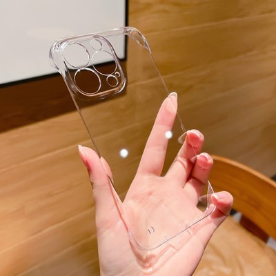 适用苹果17promax手机壳高级感iPhone16pro新款15/14透明无边框13promax超薄防摔12半包11男XSmax简约ins女xr