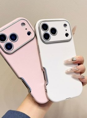 ins秋冬大视窗小羊皮适用苹果17promax手机壳新款高级感16pro日韩小众15/14plus保护套情侣13全包防摔12/11潮