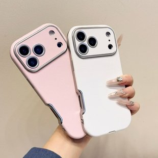 ins秋冬大视窗小羊皮适用苹果17promax手机壳新款高级感16pro日韩小众15/14plus保护套情侣13全包防摔12/11潮