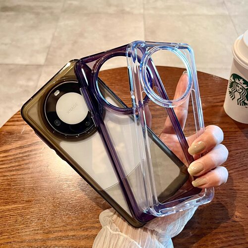 太空加厚硬壳适用华为mate60pro+手机壳透明60简约ins风50pro硅胶防摔mate高级感40/30pro金属按键男女保护套