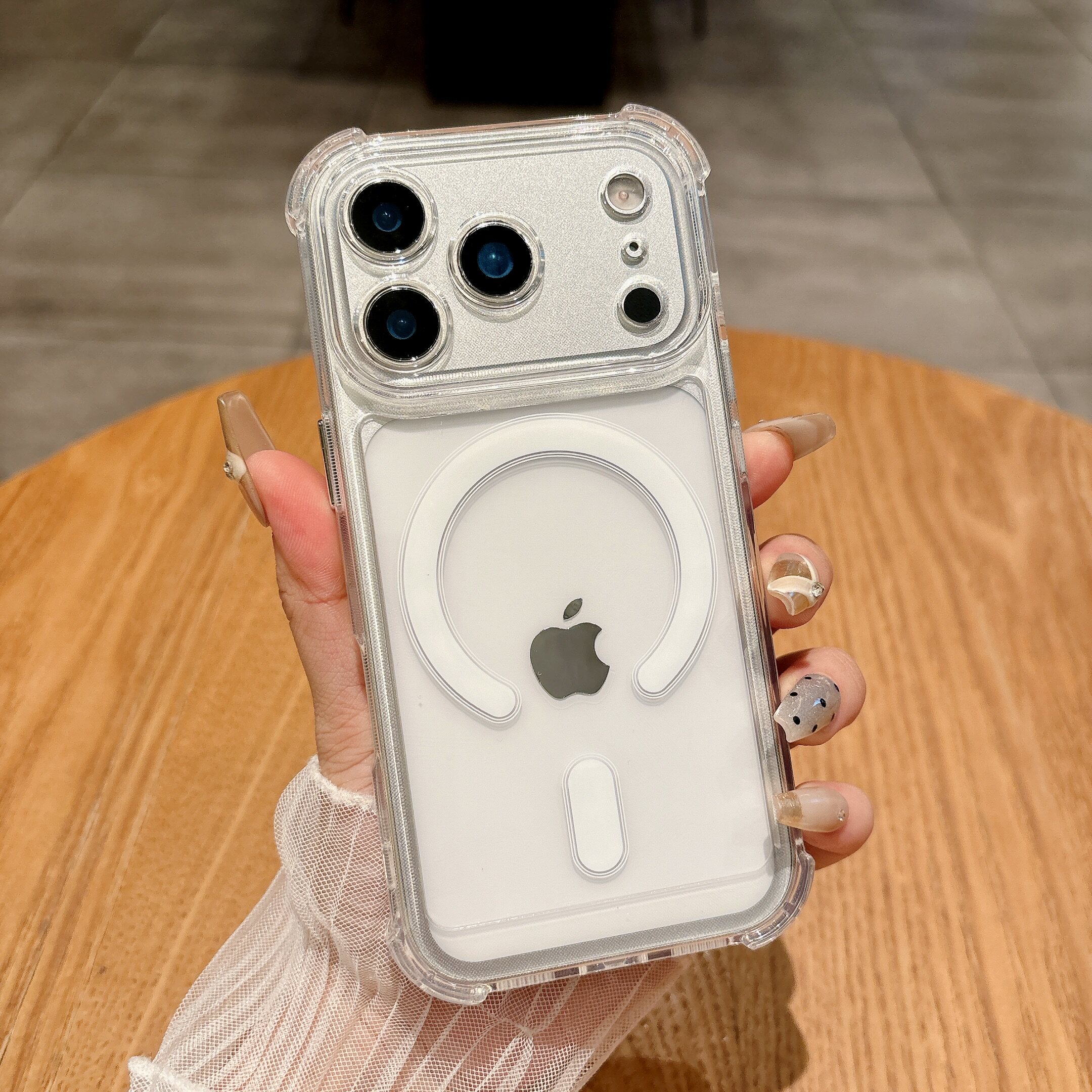 四角防摔适用苹果17promax磁吸充电透明手机壳新款iPhone16pro全包15plus高级感13简约14男女11pro创意保护套