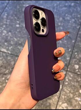 半包无按键新款适用苹果17pro简约16/15plus手机壳14proMAX裸机高级感13Pro磨砂纯色多巴胺12防摔11硅胶X男女