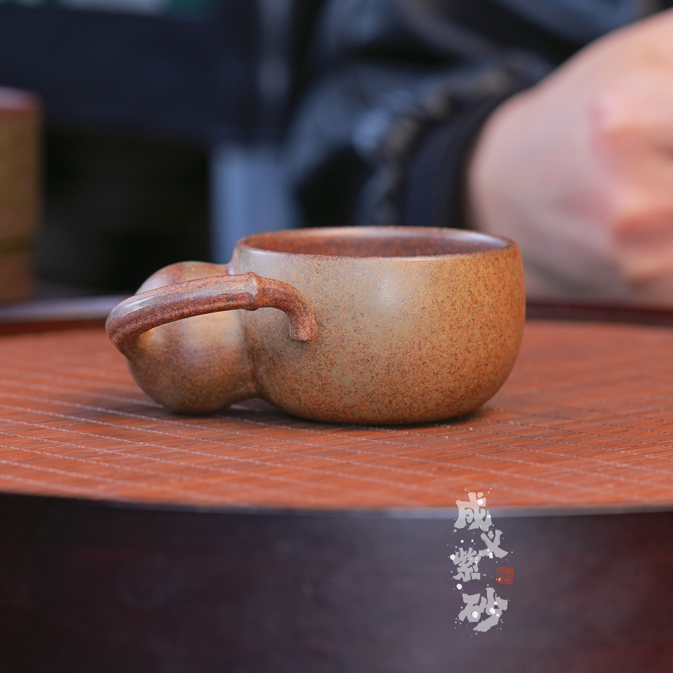 宜兴全手工紫砂茶具复古原矿龙背青柴烧手工捏制葫芦杯紫砂杯茶杯