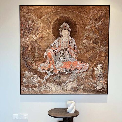 敦煌唐卡装饰画民族风中式禅意书房挂画客厅卧室背景墙高级感壁画