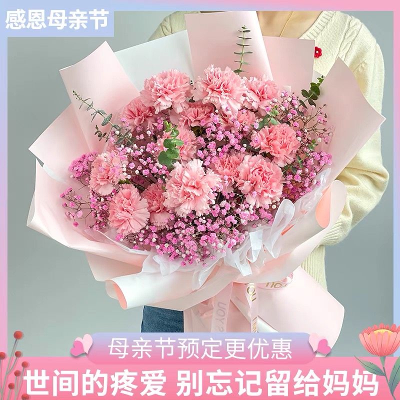 母亲节康乃馨花束鲜花速递河北石家庄市平山元氏县灵寿县同城配送