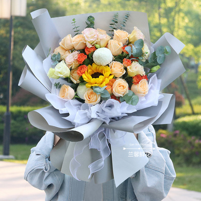 河南省开封市鼓楼龙亭区顺河区鲜花店同城配送生日玫瑰向日葵花束