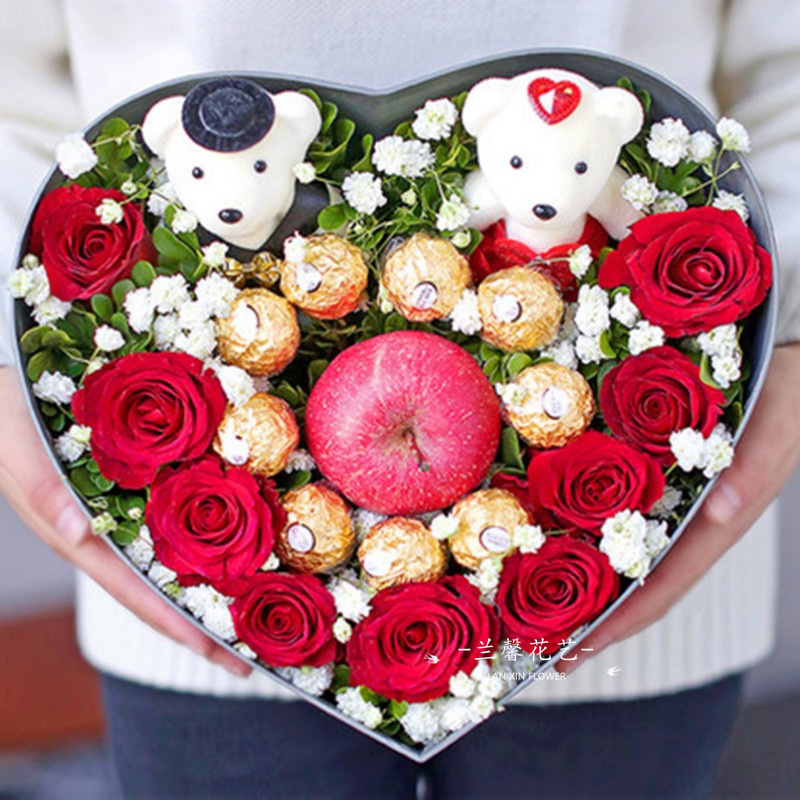 圣诞节平安夜苹果礼盒花束鲜花速递同城配送天津南开区河北红桥区