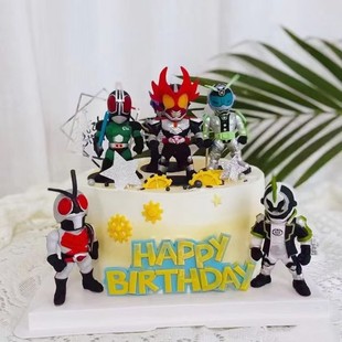 儿童齐士蛋糕装饰摆件男生烘焙插卡通动漫蒙面超人玩具公仔