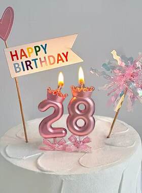 ins风金色皇冠数字蜡烛生日蛋糕装饰女孩宝宝1周岁18派对拍照道具