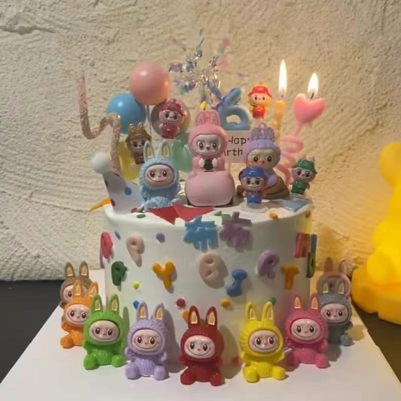 网红创意卡通蛋糕装饰摆件可爱立体小兔子头烘焙生日装扮插件插牌
