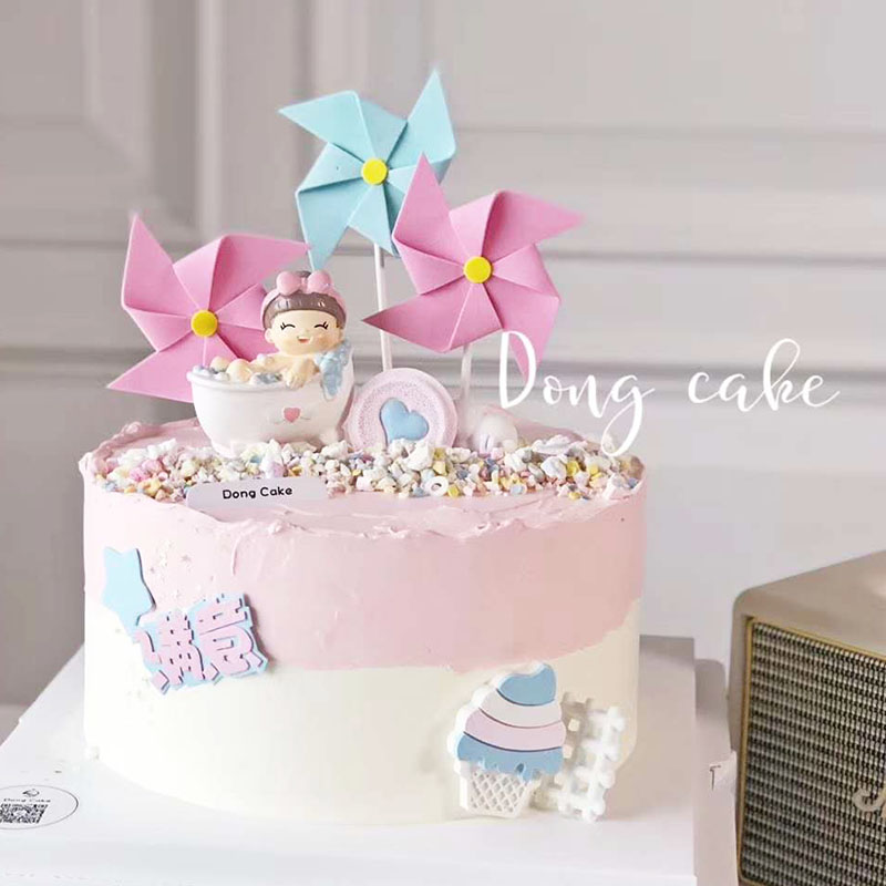 烘焙摆件多层立体风车生日蛋糕