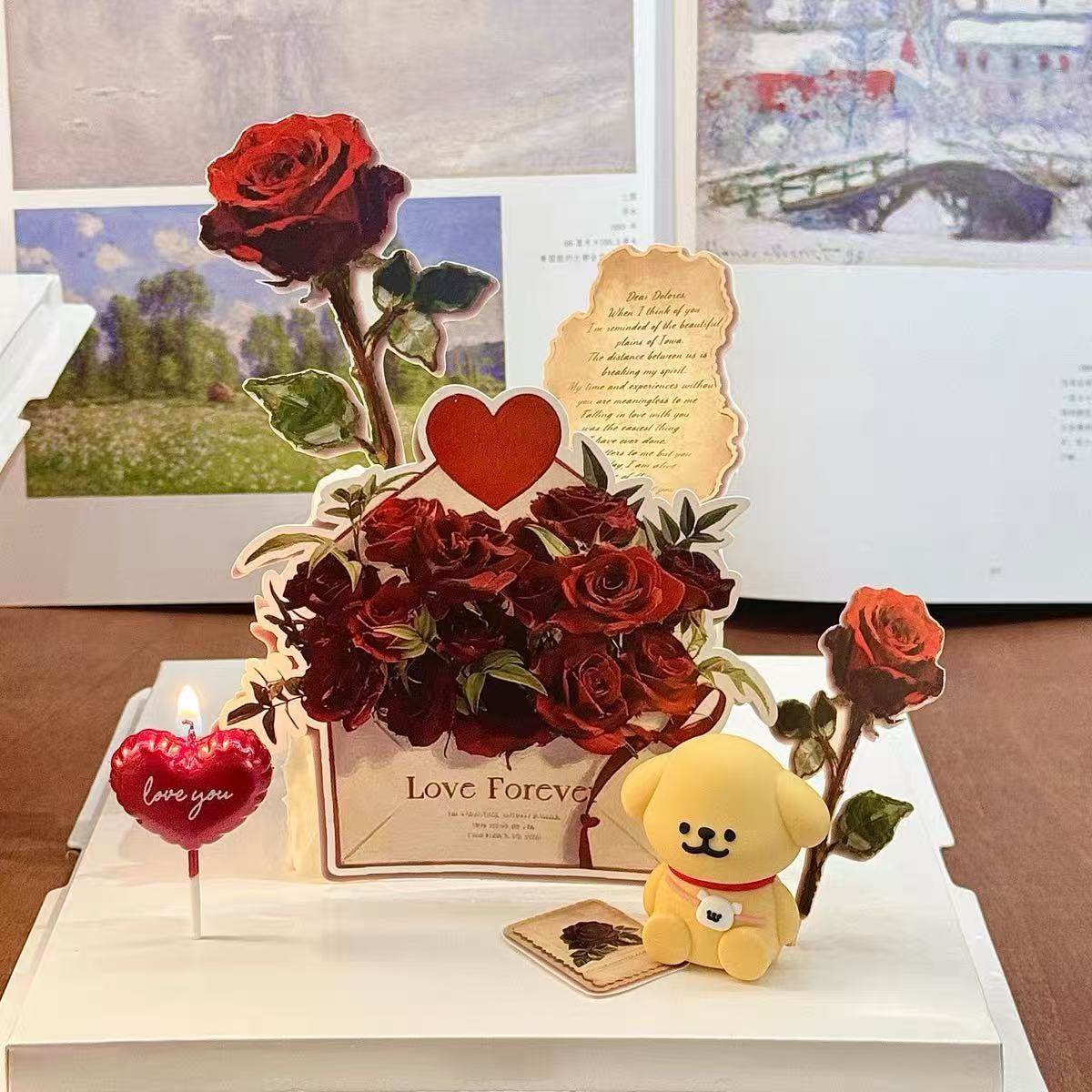 2.14情人节蛋糕装饰情侣小狗摆件红色玫瑰花贺卡爱心蜡烛装扮插件,节庆用品/礼品,蛋糕/烘焙装饰用品,淘宝优惠券,粉丝福利购,淘宝优惠卷