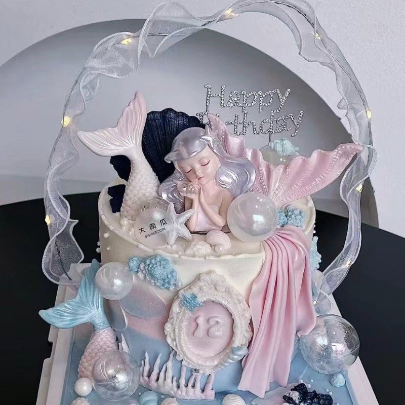 美人鱼蛋糕装饰摆件海洋贝壳