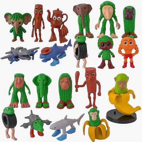 外国山海经ai玩具异兽录鲨鱼网红蛋糕装饰木棍人模型公仔手办摆件