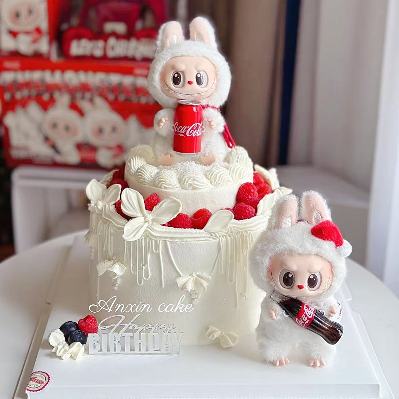 网红毛绒布布拉拉蛋糕装饰插牌拉布插件宝宝周岁生日插卡烘焙装扮