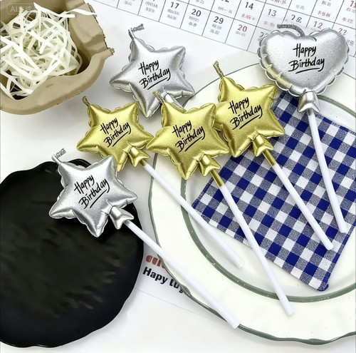 小清新 ins韩国金银气球星星爱心生日蜡烛插件生日蛋糕蜡烛装饰