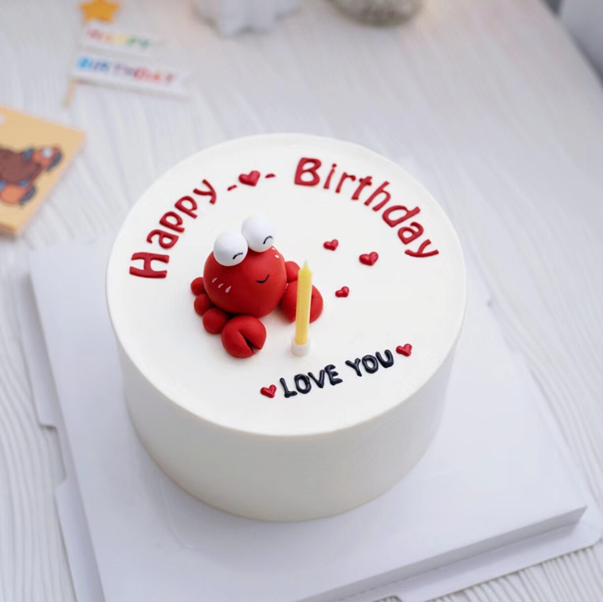 巨蟹座蛋糕装饰摆件小螃蟹大闸蟹软陶巨蟹座男孩女孩生日派对插件