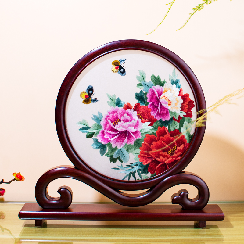 清风雅绣手工刺绣牡丹栩栩如生