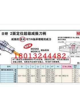 NBT40-MDSK13-180日研NIKKEN 2面定位超级减振刀柄需日本订货