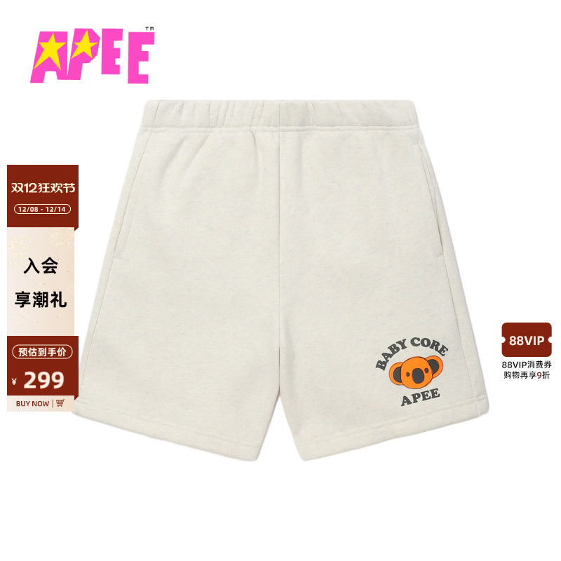 APEE女装秋冬卡通考拉刺绣休闲卫裤短裤F206A5P