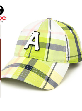 Aape旗舰配饰字母徽章猿人刺绣街头潮流格纹鸭舌帽棒球帽5259XAM
