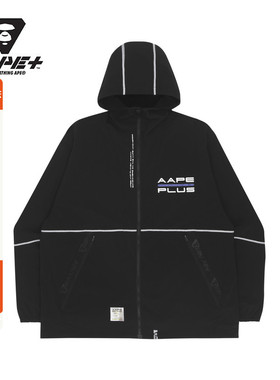 AAPE+运动男装春夏字母印花拼接户外拉链连帽休闲外套7512XXI