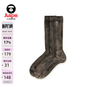 Aape旗舰店配饰猿人刺绣复古水洗做旧潮流休闲中筒袜5320XXO