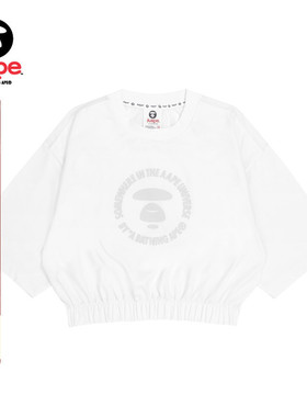 Aape旗舰店女装春夏猿人简约印花松紧下摆宽松短袖T恤0964XXI