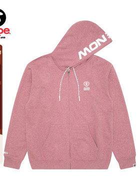 Aape男装春秋爱心猿人徽章字母印花休闲潮流连帽卫衣外套C345XBN