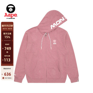 Aape男装春秋爱心猿人徽章字母印花休闲潮流连帽卫衣外套C345XBN