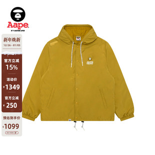 Aape旗舰店男装 秋冬小标徽章纯色简约宽松连帽夹克外套7722XXP