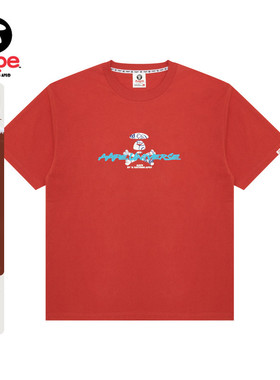 Aape旗舰店男装25春夏猿人字母涂鸦风印花休闲潮流短袖T恤1645XXO