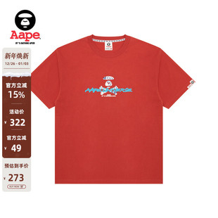Aape旗舰店男装 T恤1645XXO 25春夏猿人字母涂鸦风印花休闲潮流短袖
