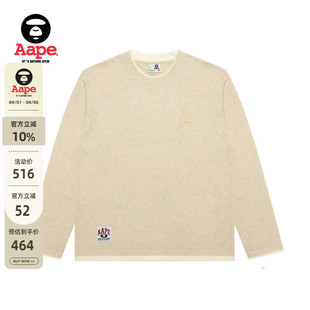 字母刺绣拼接假两件休闲潮流长袖 T恤1726XAP 春季 Aape旗舰店男装