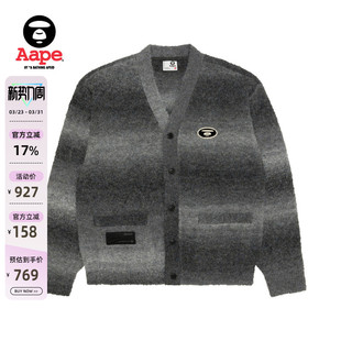 Aape旗舰店男装 D305XXP 秋冬猿人刺绣做旧渐变休闲针织开衫