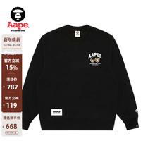 Aape旗舰店男装秋冬猿人军团徽章休闲潮流薄绒圆领卫衣C366XXP