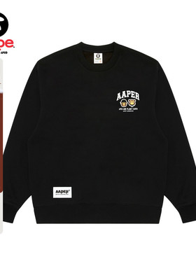 Aape旗舰店男装秋冬猿人军团徽章休闲潮流薄绒圆领卫衣C366XXP