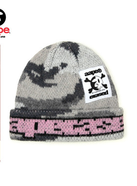 Aape联名erased标签字母提花迷彩针织帽9744XXP