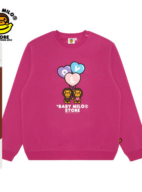 BABY MILO STORE女装春秋爱心气球小猴休闲红色圆领卫衣3035XXN