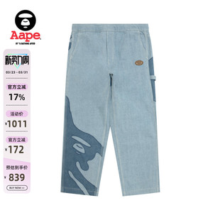 B634XXP 猿人徽章迷彩纹水洗牛仔裤 Aape旗舰店男装 春季