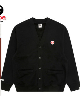 Aape旗舰店男装秋冬爱心徽章简约潮流卫衣开衫外套C353XXP