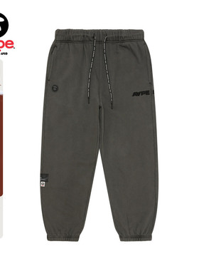 Aape旗舰店男装秋冬猿人徽章水洗做旧薄绒休闲束脚卫裤A628XXN