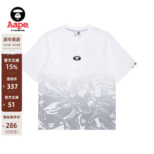 Aape旗舰店男装 T恤1441XXM 春夏猿人图案渐变迷彩数字印花潮流短袖