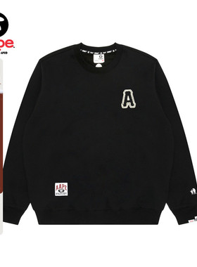 Aape旗舰店男装秋冬字母刺绣简约潮流圆领卫衣C375XXP