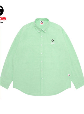 Aape旗舰店男装秋冬小标徽章字母刺绣翻领长袖衬衫8540XXP