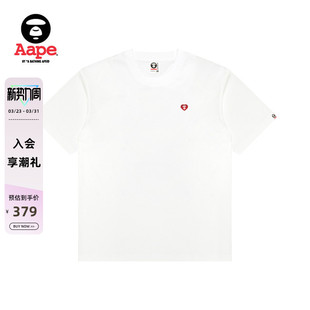 Aape旗舰店男装 T恤1807XXQ 春夏心型猿人徽章舒适简约纯色圆领短袖