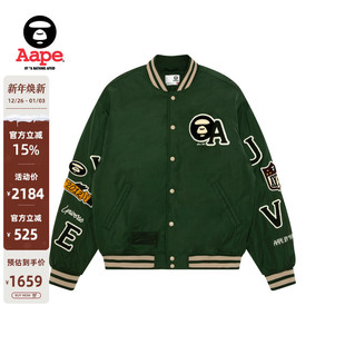 Aape旗舰店男装 秋冬校园猿人徽章潮流棒球服夹克外套7742XXP