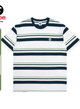 Aape旗舰店男装春夏猿人徽章条纹休闲简约潮流短袖T恤1605XXO