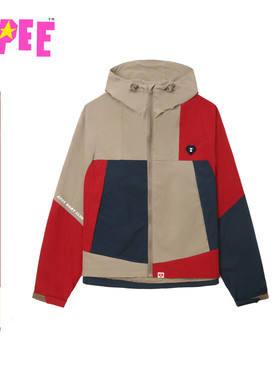 APEE女装秋冬心型标撞色拼接户外风衣外套F215A5P